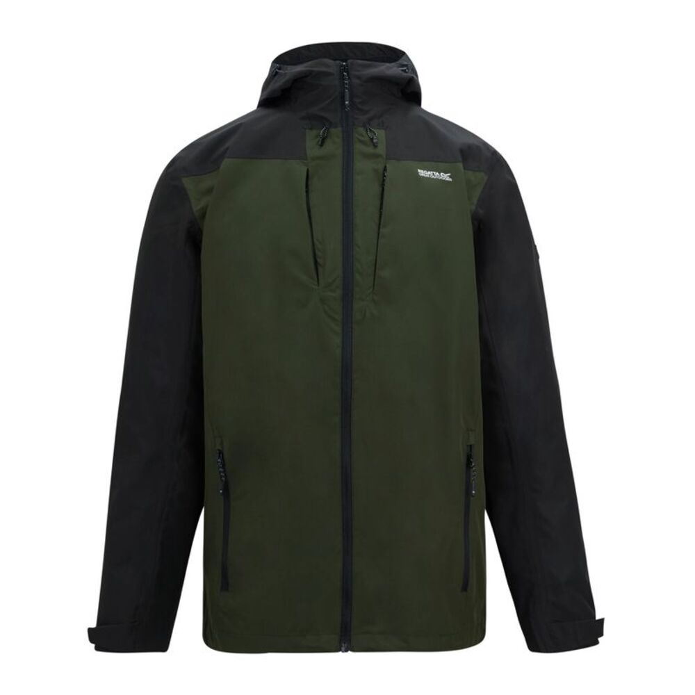 Regatta Mens Calderdale Colour Block Waterproof Jacket / Khaki Green/Black